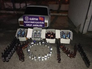 Otomobil dolusu kaçak içki ele geçirildi