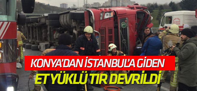 Et Yüklü Tır Devrildi: 2 Yaralı