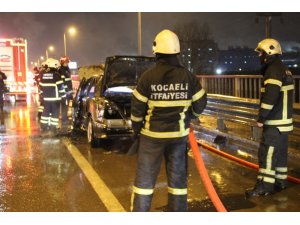 Seyir halindeki LPG’li otomobil alev alev yandı