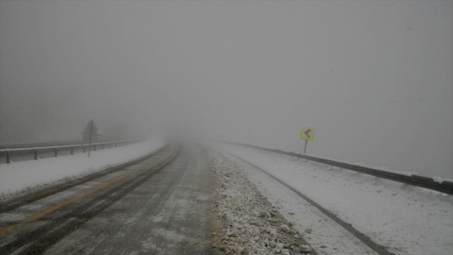 Konya-Antalya Kara Yolunda Kar Yağışı