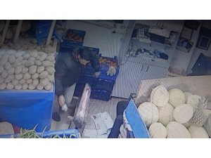 Manav hırsızı güvenlik kamerasında