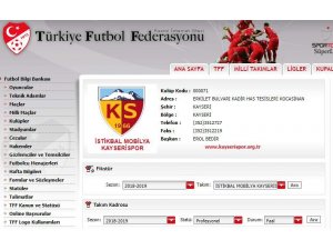TFF, Kayserispor’un ismini güncelledi