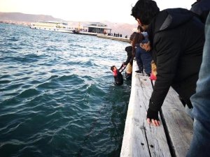 Denize düşen şahsı polis kurtardı