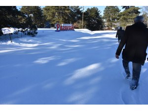 Küçükelmalı Tabiat Parkı'ndaki göletin yüzeyi buz tuttu