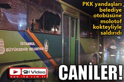 Belediye otobüsüne molotoflu saldırı