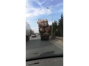 Sorumsuz kamyon şoförü tehlike saçtı