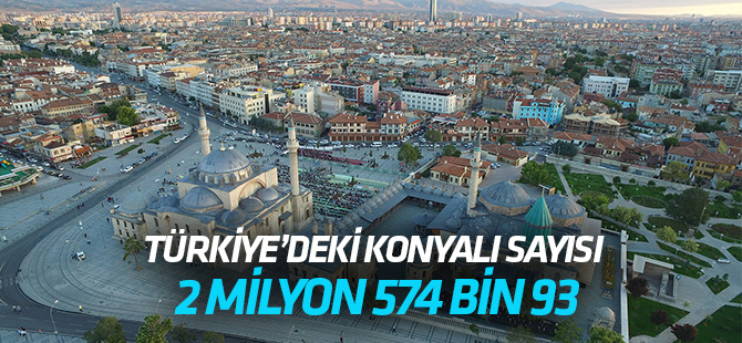 Türkiye’deki Konyalı sayısı  2 MİLYON 574 BİN 93