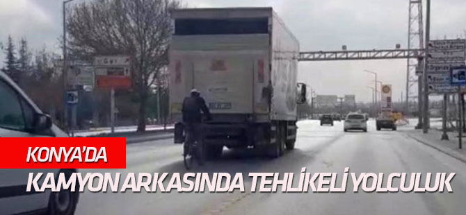 Bisikletle Kamyon Arkasındaki Tehlikeli Yolculuk Hayrete Düşürdü