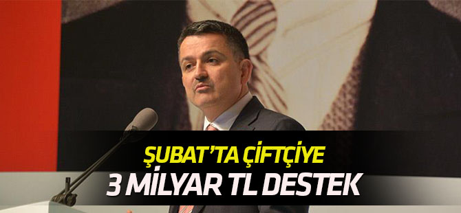 Çiftçiye şubatta 3 milyar 24 milyon lira tarımsal destek