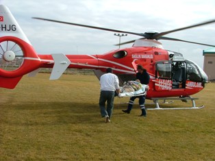 Kalp krizi geçiren hasta hava ambulansıyla nakledildi