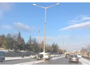 İkiye bükülen araçtan burnu bile kanamadan kurtuldu