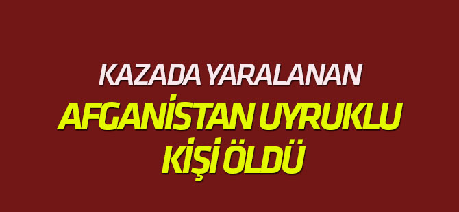 Kazada yaralanan Afganistan vatandaşı yaşamını yitirdi
