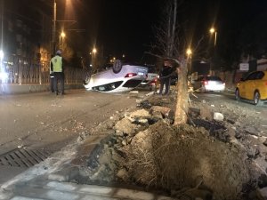 Takla atan araçtan burnu bile kanamadan çıktı