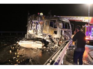 Mersin’de yanarak demir yığınına dönen TIR’dan şoför ucuz kurtuldu