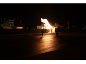 Bolu’da, doğalgaz istasyonunda çıkan yangın korku dolu anlar yaşattı