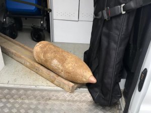 Büyükbakkalköy’de bulunan top mermisi incelenmek üzere götürüldü