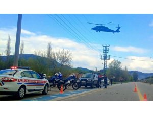 Jandarma’nın helikopterli trafik denetimleri sürüyor