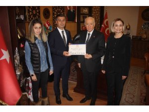 Mazbatasını alan başkan MHP lideri Bahçeli’yi ziyaret etti