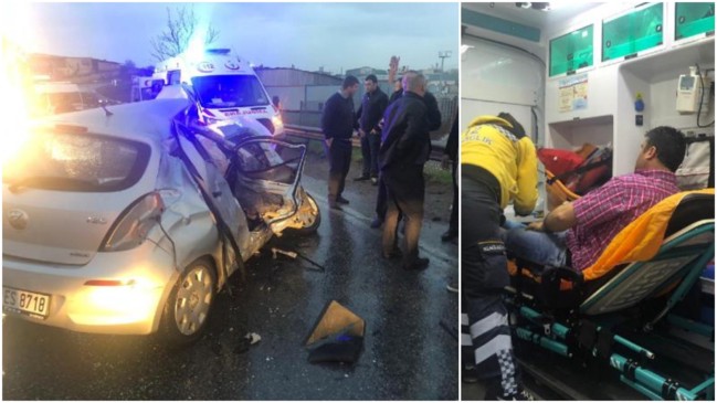 Otomobil ile servis minibüsü kafa kafaya çarpıştı!