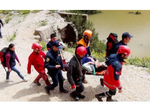 Uçuruma düşen kadın çobanı çalılar kurtardı