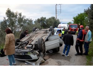Mudanya’da takla atan araçta can pazarı