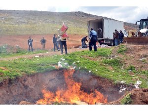 Kaçak sigara ve tütünler yakılarak imha edildi