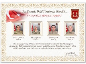 Bakan Akar’dan şehitlere başsağlığı mesajı