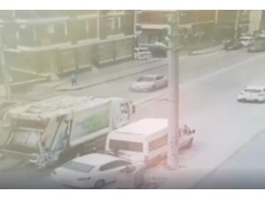 Kontrolden çıkan otomobilin temizlik görevlisine çarpma anı kamerada
