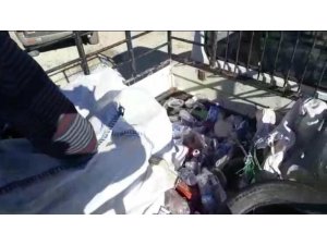 Atık taşıyan kamyonette kaçak sigara ele geçirildi