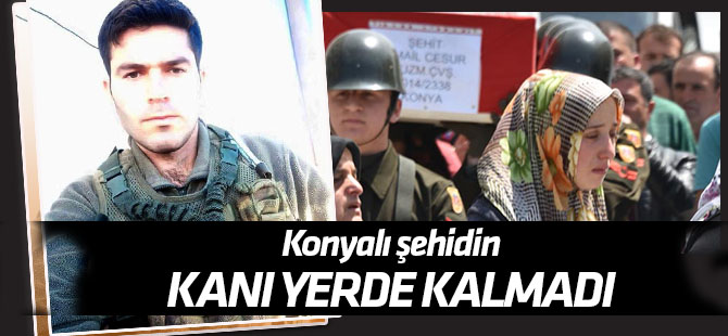 Konyalı Şehit Jandarma Uzman Çavuş İsmail Cesur'un kanı yerde kalmadı