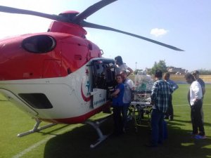 Ambulans helikopter kalp hastası 2 günlük bebek için havalandı