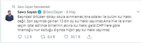 Savcı Sayan: Çalınan 13 bin oy kul hakkı sayılmaz ama...