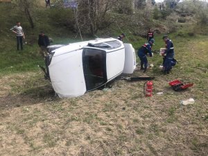 Tarlaya devrilen otomobilde bir kişi yaralandı