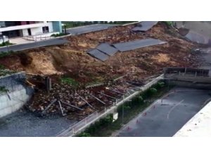 Başakşehir’de toprağın kaymaya anı kameralara yansıdı