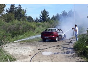 Kastamonu’da seyir halindeki otomobil yandı