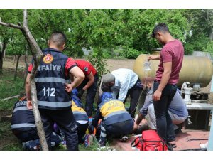 Ayağını tarım aletine kaptıran vatandaş hastaneye kaldırıldı