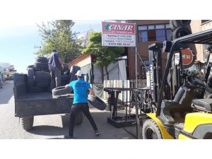 Beyşehir'de atık lastikler toplanıyor