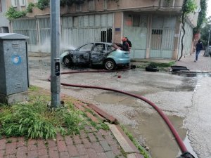 Park halindeki otomobil cayır cayır yandı
