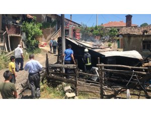 Köyde çıkan yangında evin deposu  küle döndü