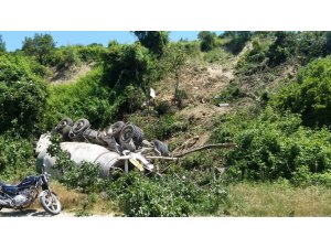 Beton mikseri uçuruma yuvarlandı: 1 kişi yaralandı