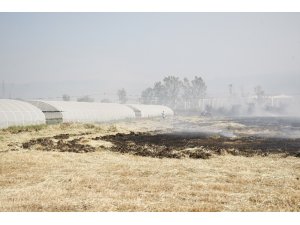 Tutuşan ot balyaları güçlükle söndürüldü