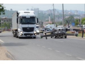 Karadeniz sahil yolu, bayram tatilinde ‘drone’ ile denetimde