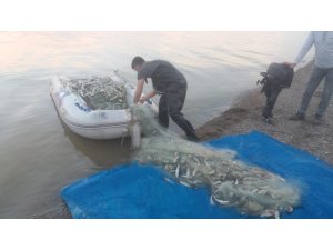 Jandarma, 350 metre misina ağı ile 300 kilo balık ele geçirdi