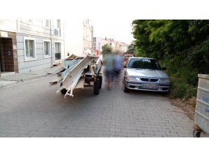 Çaldığı demirleri at arabasına yükleyip kaçarken yakalandı