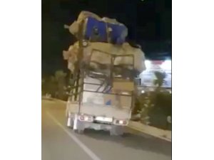 Kamyon üstünde tehlikeli yolculuk