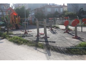 Hızını alamayınca çocuk parkına daldı