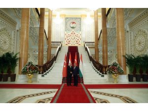Cumhurbaşkanı Erdoğan, Tacikistan Cumhurbaşkanı Rahman ile bir araya geldi