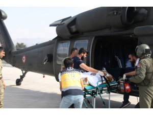Kazada yaralanan vatandaş hastaneye askeri helikopterle nakledildi