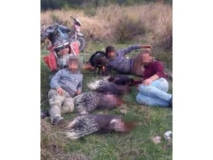 Avladıkları kirpilerle poz verdiler, 13 bin 897 lira ceza yediler