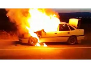 Kırıkkale’de otomobil alev alev yandı